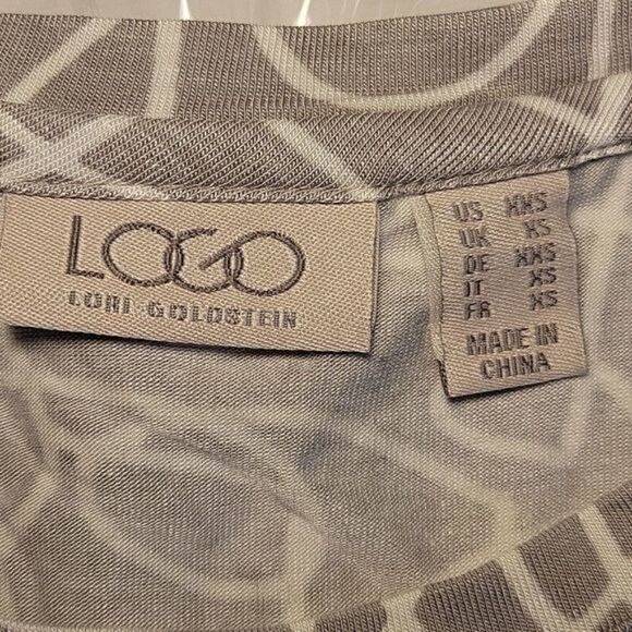 NWOT LOGO by Lori Goldstein Printed Knit Top with Contrast Hem Sz XXS - Picture 6 of 9